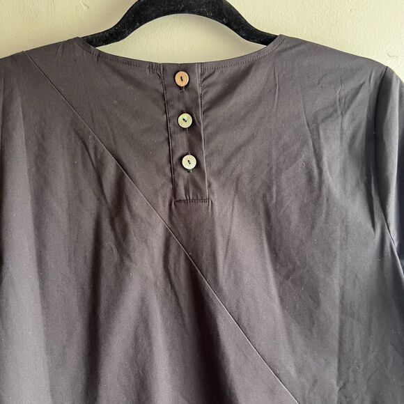 J. Jill Black Asymmetrical Hem Tunic Blouse Top Modest Modern Minimal - Small - Picture 6 of 9